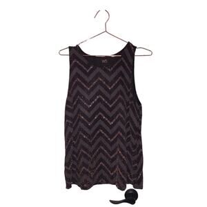 W5 Black & Gray Sparkly Chevron Sleeveless Top - Large